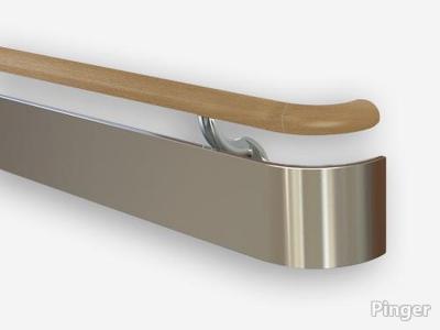 175MM Solid wood with stainless steel wall guard handrail